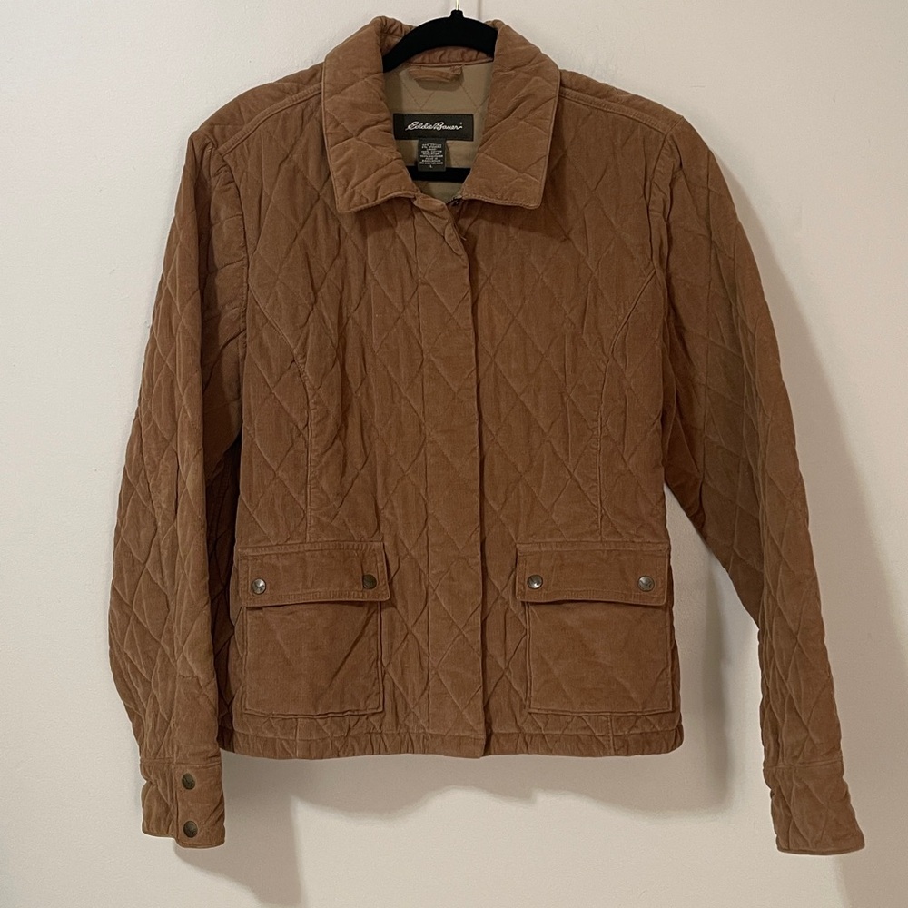 ☀️sale☀️ Eddie Bauer corduroy quilted jacket camel color size Large